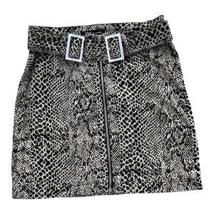 YMI Sz 7 USA Made Belted Snake Print Mini Skirt Night Out Retro 80s Rocker